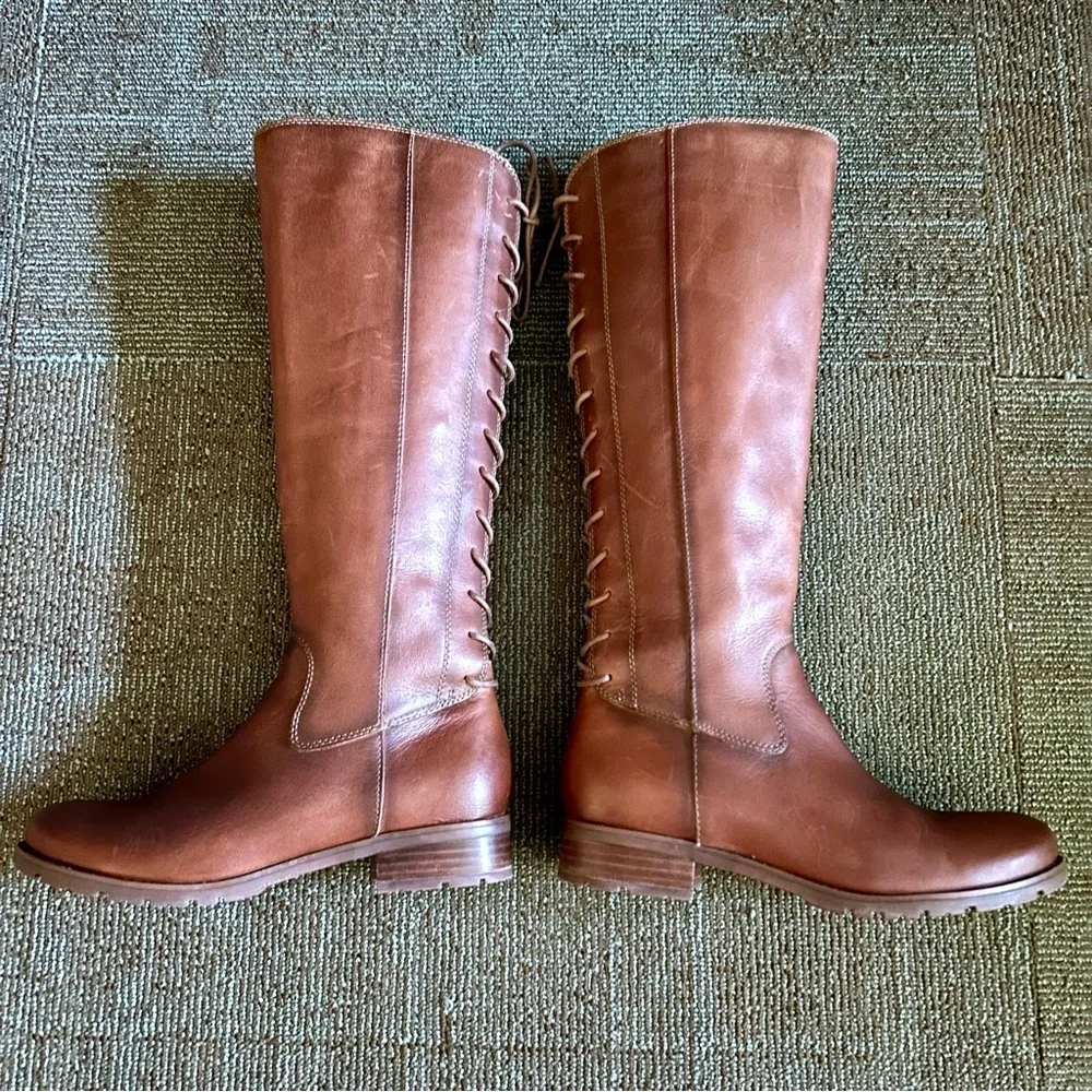 Sofft Brown Leather Sharnell II Lace Up Adjustable Riding Knee Boots, size 8 - Picture 6 of 14
